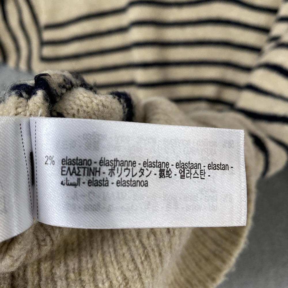 Zara Sweater Womens Medium Beige Collared Striped Button Knit Old Money Pullover - Picture 7 of 13